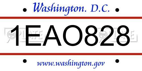 1EAO828 District Of Columbia License Plate
