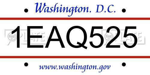 1EAQ525 District Of Columbia License Plate