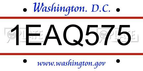 1EAQ575 District Of Columbia License Plate