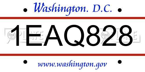 1EAQ828 District Of Columbia License Plate