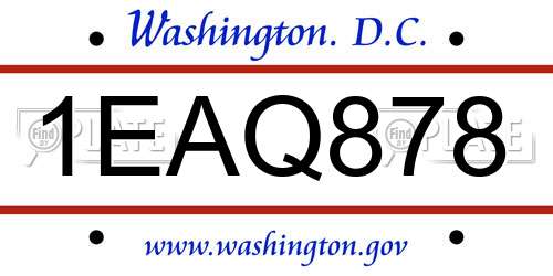 1EAQ878 District Of Columbia License Plate