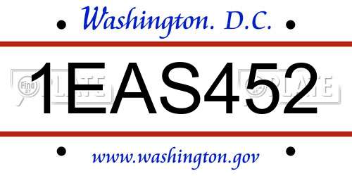 1EAS452 District Of Columbia License Plate