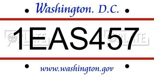 1EAS457 District Of Columbia License Plate