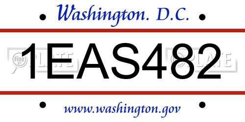 1EAS482 District Of Columbia License Plate