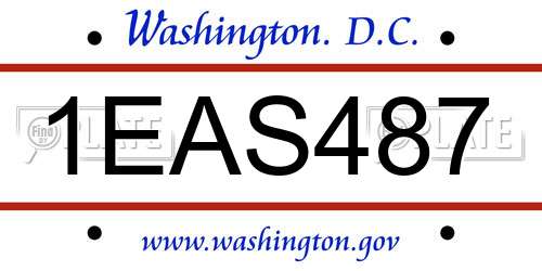1EAS487 District Of Columbia License Plate