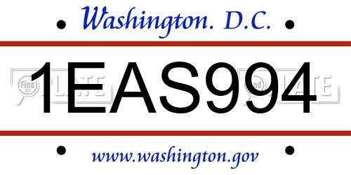 1EAS994 District Of Columbia License Plate