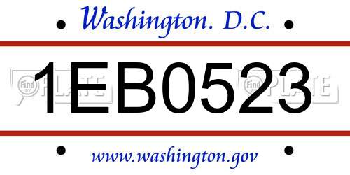 1EB0523 District Of Columbia License Plate