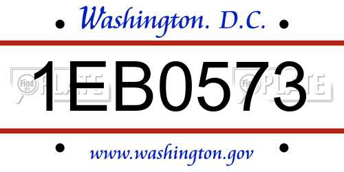 1EB0573 District Of Columbia License Plate