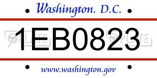 1EB0823 District Of Columbia License Plate