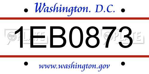 1EB0873 District Of Columbia License Plate