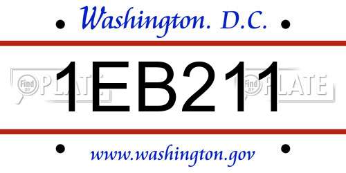 1EB211 District Of Columbia License Plate