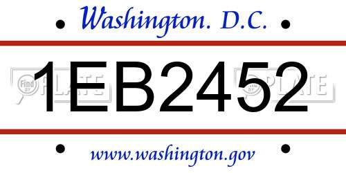 1EB2452 District Of Columbia License Plate