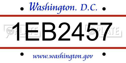 1EB2457 District Of Columbia License Plate