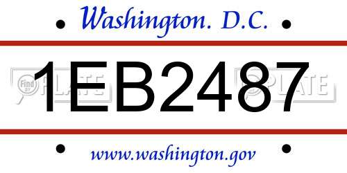 1EB2487 District Of Columbia License Plate