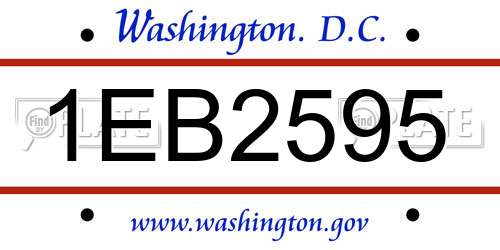 1EB2595 District Of Columbia License Plate