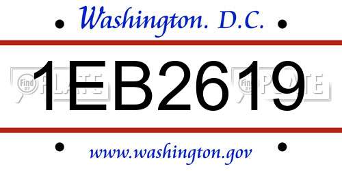 1EB2619 District Of Columbia License Plate