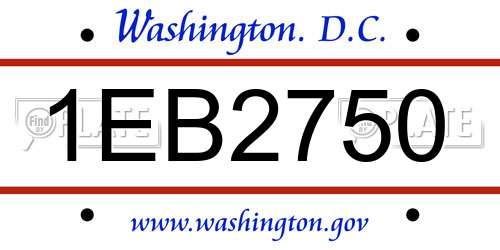 1EB2750 District Of Columbia License Plate