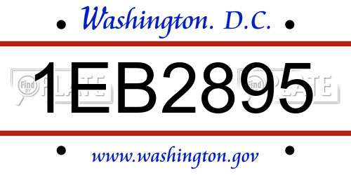 1EB2895 District Of Columbia License Plate