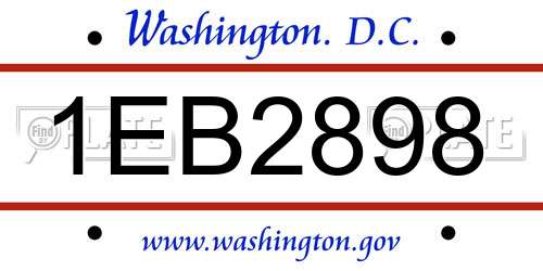 1EB2898 District Of Columbia License Plate