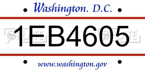 1EB4605 District Of Columbia License Plate