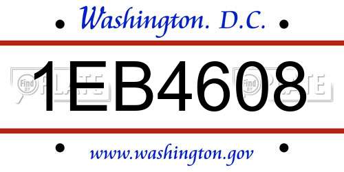 1EB4608 District Of Columbia License Plate