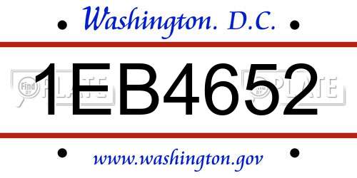 1EB4652 District Of Columbia License Plate