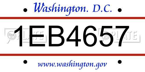 1EB4657 District Of Columbia License Plate