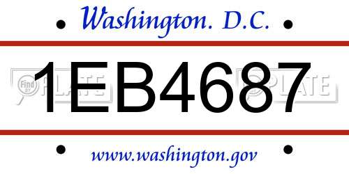 1EB4687 District Of Columbia License Plate