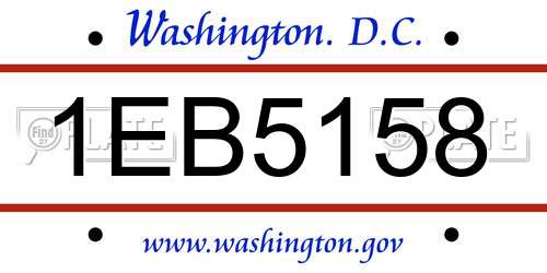1EB5158 District Of Columbia License Plate