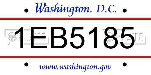 1EB5185 District Of Columbia License Plate