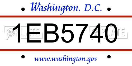 1EB5740 District Of Columbia License Plate