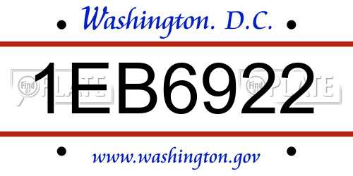 1EB6922 District Of Columbia License Plate