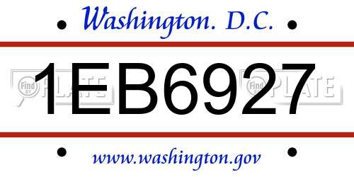 1EB6927 District Of Columbia License Plate