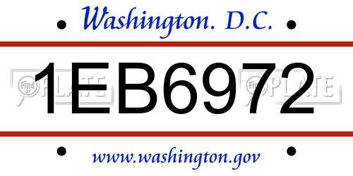 1EB6972 District Of Columbia License Plate