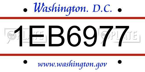 1EB6977 District Of Columbia License Plate