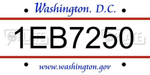 1EB7250 District Of Columbia License Plate