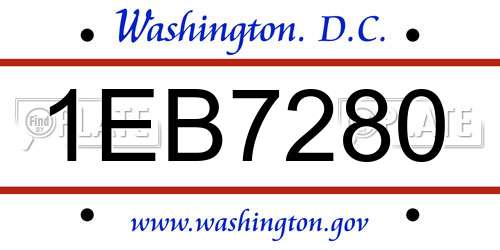 1EB7280 District Of Columbia License Plate