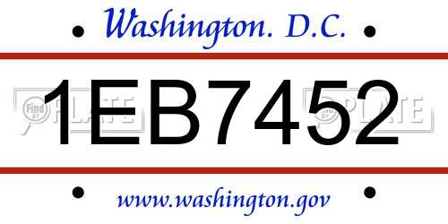 1EB7452 District Of Columbia License Plate