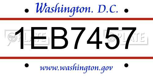 1EB7457 District Of Columbia License Plate