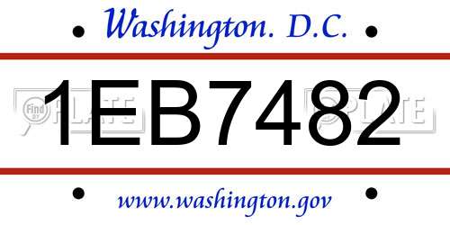 1EB7482 District Of Columbia License Plate