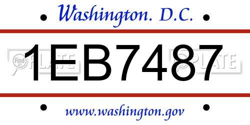 1EB7487 District Of Columbia License Plate