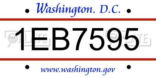 1EB7595 District Of Columbia License Plate