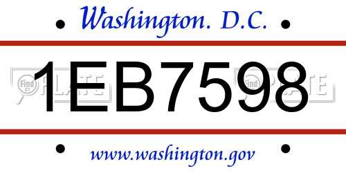 1EB7598 District Of Columbia License Plate