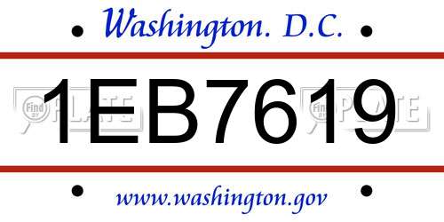 1EB7619 District Of Columbia License Plate