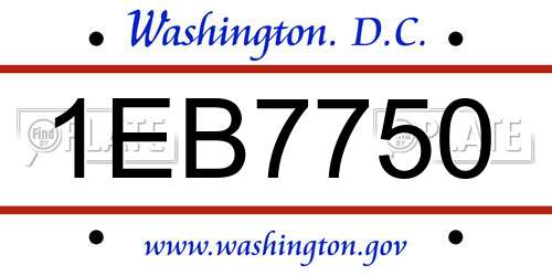 1EB7750 District Of Columbia License Plate