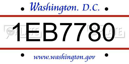 1EB7780 District Of Columbia License Plate