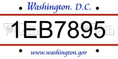 1EB7895 District Of Columbia License Plate