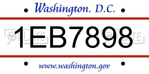 1EB7898 District Of Columbia License Plate