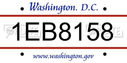 1EB8158 District Of Columbia License Plate