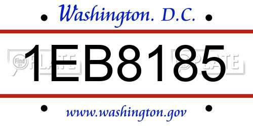 1EB8185 District Of Columbia License Plate